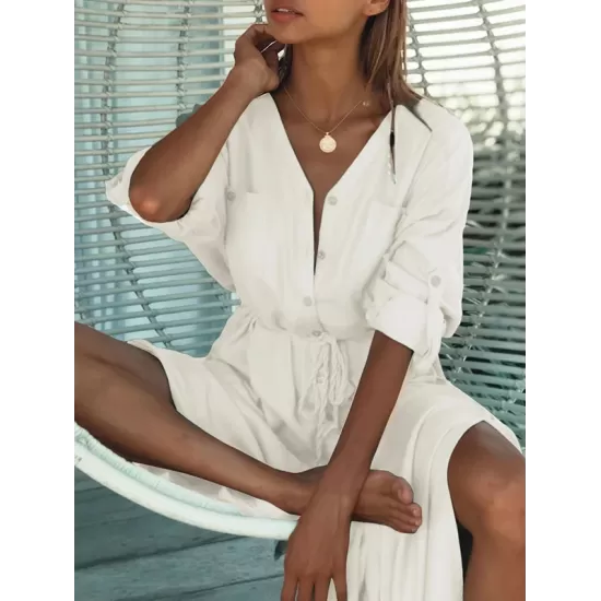 Bohemia Solid Color Long Sleeve Belted Maxi Dress Bohemia Solid Color Long Sleeve Belted Maxi Dress