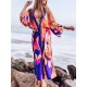 Floral-Print Long Sleeved Tunicshang Cover-Ups Tops Floral-Print Long Sleeved Tunicshang Cover-Ups Tops
