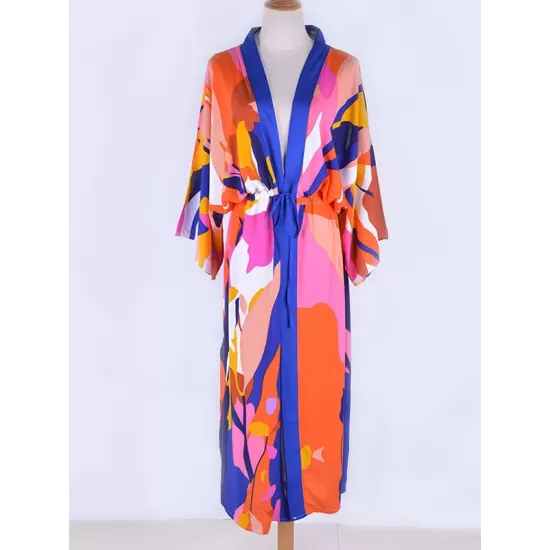 Floral-Print Long Sleeved Tunicshang Cover-Ups Tops Floral-Print Long Sleeved Tunicshang Cover-Ups Tops