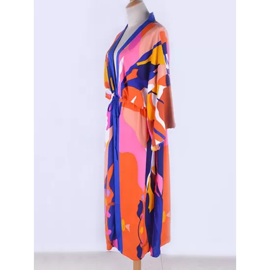Floral-Print Long Sleeved Tunicshang Cover-Ups Tops Floral-Print Long Sleeved Tunicshang Cover-Ups Tops