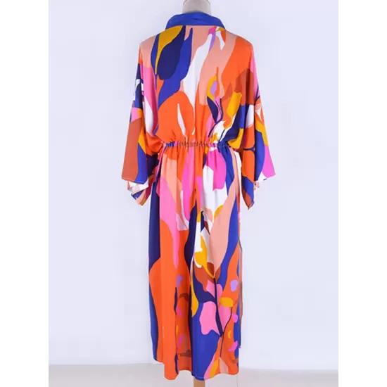 Floral-Print Long Sleeved Tunicshang Cover-Ups Tops Floral-Print Long Sleeved Tunicshang Cover-Ups Tops