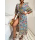 Loose Short Sleeve Floral Print Cardigan Cover-Up Swimwear Loose Short Sleeve Floral Print Cardigan Cover-Up Swimwear