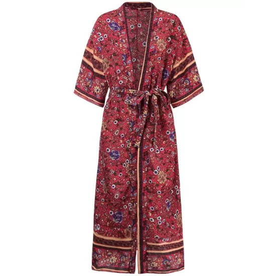 Loose Short Sleeve Floral Print Cardigan Cover-Up Swimwear Loose Short Sleeve Floral Print Cardigan Cover-Up Swimwear