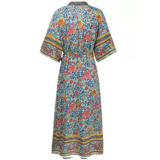 Loose Short Sleeve Floral Print Cardigan Cover-Up Swimwear Loose Short Sleeve Floral Print Cardigan Cover-Up Swimwear