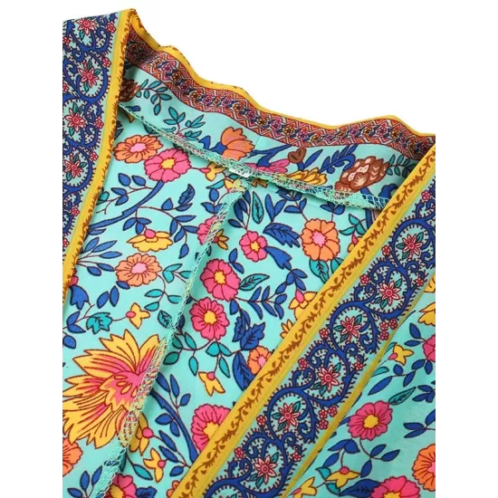 Loose Short Sleeve Floral Print Cardigan Cover-Up Swimwear Loose Short Sleeve Floral Print Cardigan Cover-Up Swimwear
