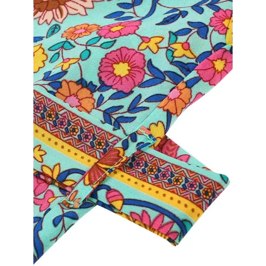 Loose Short Sleeve Floral Print Cardigan Cover-Up Swimwear Loose Short Sleeve Floral Print Cardigan Cover-Up Swimwear