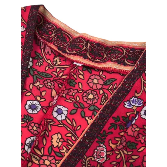 Loose Short Sleeve Floral Print Cardigan Cover-Up Swimwear Loose Short Sleeve Floral Print Cardigan Cover-Up Swimwear