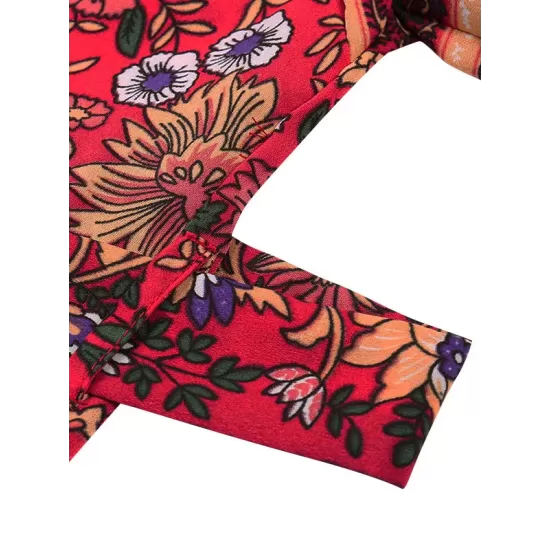 Loose Short Sleeve Floral Print Cardigan Cover-Up Swimwear Loose Short Sleeve Floral Print Cardigan Cover-Up Swimwear