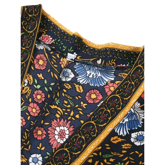 Loose Short Sleeve Floral Print Cardigan Cover-Up Swimwear Loose Short Sleeve Floral Print Cardigan Cover-Up Swimwear
