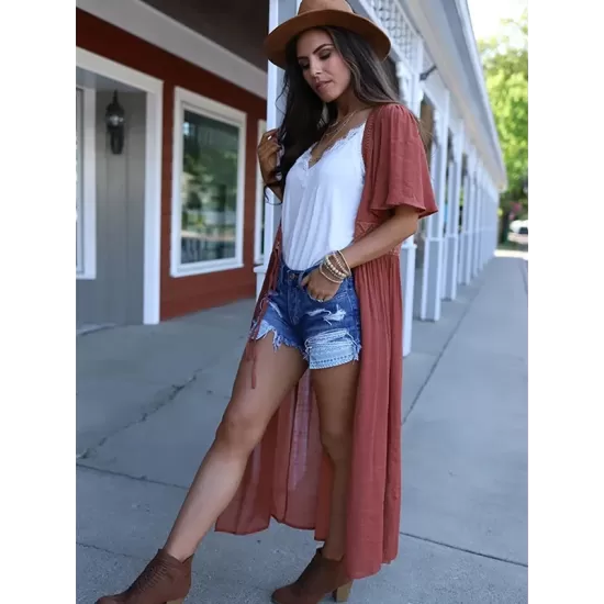 Deep V-Neck Solid Color Empire Bandage Lace-Up Cover-Up Swimwear Deep V-Neck Solid Color Empire Bandage Lace-Up Cover-Up Swimwear