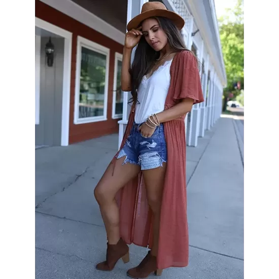 Deep V-Neck Solid Color Empire Bandage Lace-Up Cover-Up Swimwear Deep V-Neck Solid Color Empire Bandage Lace-Up Cover-Up Swimwear