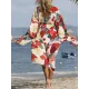 Floral-Print Belted Long Sleeve Tunicshang Cover-Ups Floral-Print Belted Long Sleeve Tunicshang Cover-Ups