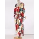 Floral-Print Belted Long Sleeve Tunicshang Cover-Ups Floral-Print Belted Long Sleeve Tunicshang Cover-Ups