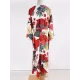 Floral-Print Belted Long Sleeve Tunicshang Cover-Ups Floral-Print Belted Long Sleeve Tunicshang Cover-Ups