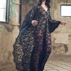 Deep V-neck Backless Lace-up See-through Cover-ups