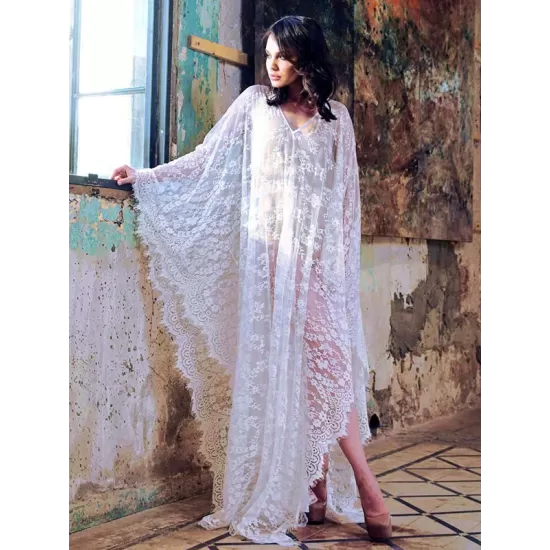 Deep V-neck Backless Lace-up See-through Cover-ups Deep V-neck Backless Lace-up See-through Cover-ups