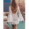 Lace Hollow Flared Sleeve Backless Mini Dress