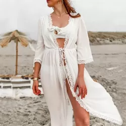 Lacy Split-Joint Raised Band Cover-Up