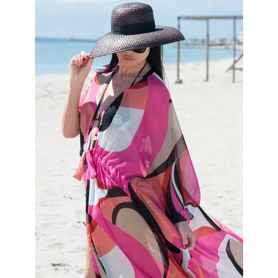Long Sleeves Floral Printed Chiffon Cardigan Cover-Up Swimwear Long Sleeves Floral Printed Chiffon Cardigan Cover-Up Swimwear
