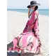 Long Sleeves Floral Printed Chiffon Cardigan Cover-Up Swimwear Long Sleeves Floral Printed Chiffon Cardigan Cover-Up Swimwear