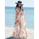 Long Sleeves Floral Printed Chiffon Cardigan Cover-Up Swimwear Long Sleeves Floral Printed Chiffon Cardigan Cover-Up Swimwear