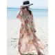 Long Sleeves Floral Printed Chiffon Cardigan Cover-Up Swimwear Long Sleeves Floral Printed Chiffon Cardigan Cover-Up Swimwear