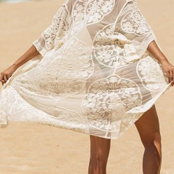 Ragged Embellished See-Through Vacation Cover-Ups