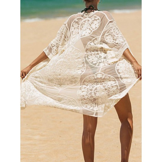 Ragged Embellished See-Through Vacation Cover-Ups Ragged Embellished See-Through Vacation Cover-Ups