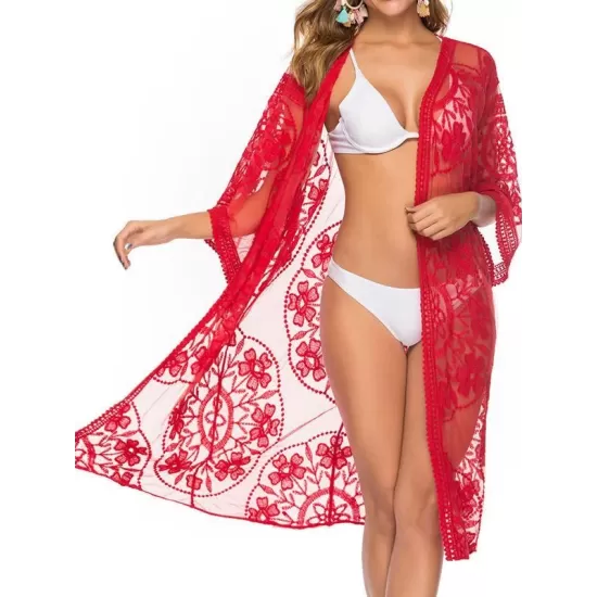 Ragged Embellished See-Through Vacation Cover-Ups Ragged Embellished See-Through Vacation Cover-Ups