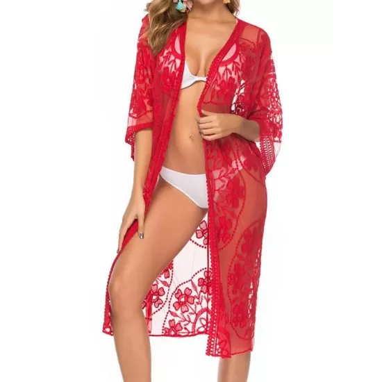 Ragged Embellished See-Through Vacation Cover-Ups Ragged Embellished See-Through Vacation Cover-Ups