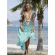Half Sleeve V-Neck Floral Printed Split-Side Cover-Up Swimwear Half Sleeve V-Neck Floral Printed Split-Side Cover-Up Swimwear