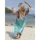 Half Sleeve V-Neck Floral Printed Split-Side Cover-Up Swimwear Half Sleeve V-Neck Floral Printed Split-Side Cover-Up Swimwear