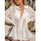 See-Through Lace Split-Joint Long Sleeved Shirt Cover-Ups Tops