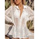 See-Through Lace Split-Joint Long Sleeved Shirt Cover-Ups Tops See-Through Lace Split-Joint Long Sleeved Shirt Cover-Ups Tops