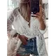 See-Through Lace Split-Joint Long Sleeved Shirt Cover-Ups Tops See-Through Lace Split-Joint Long Sleeved Shirt Cover-Ups Tops