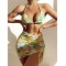 Floral-Print Triangles Bikini Swimsuit+Smocked Cover-Up Three-Piece Set