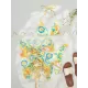 Floral-Print Triangles Bikini Swimsuit+Smocked Cover-Up Three-Piece Set Floral-Print Triangles Bikini Swimsuit+Smocked Cover-Up Three-Piece Set