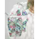 Floral-Print Triangles Bikini Swimsuit+Smocked Cover-Up Three-Piece Set Floral-Print Triangles Bikini Swimsuit+Smocked Cover-Up Three-Piece Set