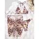 Floral-Print Triangles Bikini Swimsuit+Smocked Cover-Up Three-Piece Set Floral-Print Triangles Bikini Swimsuit+Smocked Cover-Up Three-Piece Set