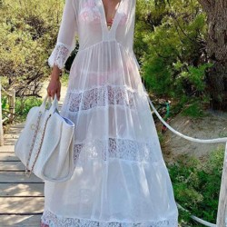 Chiffon Lace See-Through Bikini Cover-Up