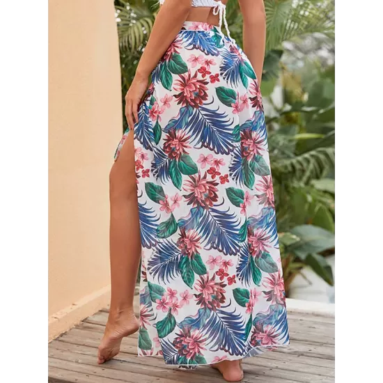 Sexy Floral Print Split-Side Bandage Beach Cover-Up Swimwear Sexy Floral Print Split-Side Bandage Beach Cover-Up Swimwear