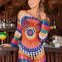 Crochet See-Through Long-Sleeves Cover-Ups