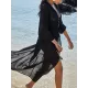 Chiffon Tunicshang Solid Color Long Sleeve Cover-Ups Tops Chiffon Tunicshang Solid Color Long Sleeve Cover-Ups Tops