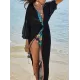 Chiffon Tunicshang Solid Color Long Sleeve Cover-Ups Tops Chiffon Tunicshang Solid Color Long Sleeve Cover-Ups Tops