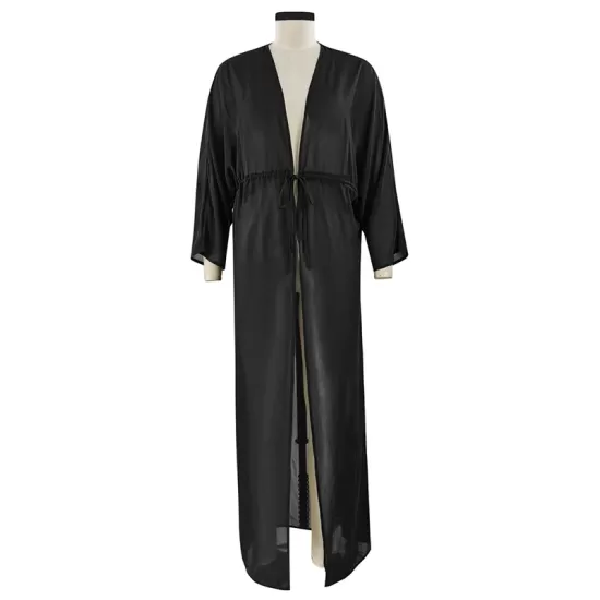 Chiffon Tunicshang Solid Color Long Sleeve Cover-Ups Tops Chiffon Tunicshang Solid Color Long Sleeve Cover-Ups Tops