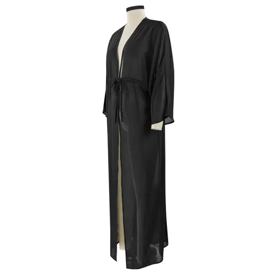 Chiffon Tunicshang Solid Color Long Sleeve Cover-Ups Tops Chiffon Tunicshang Solid Color Long Sleeve Cover-Ups Tops
