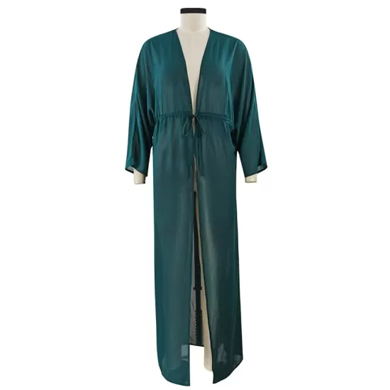 Chiffon Tunicshang Solid Color Long Sleeve Cover-Ups Tops Chiffon Tunicshang Solid Color Long Sleeve Cover-Ups Tops