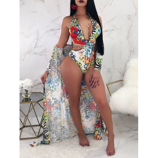 Monokini Halterneck Deep V-Neck Backless One-Piece Swimwear Monokini Halterneck Deep V-Neck Backless One-Piece Swimwear