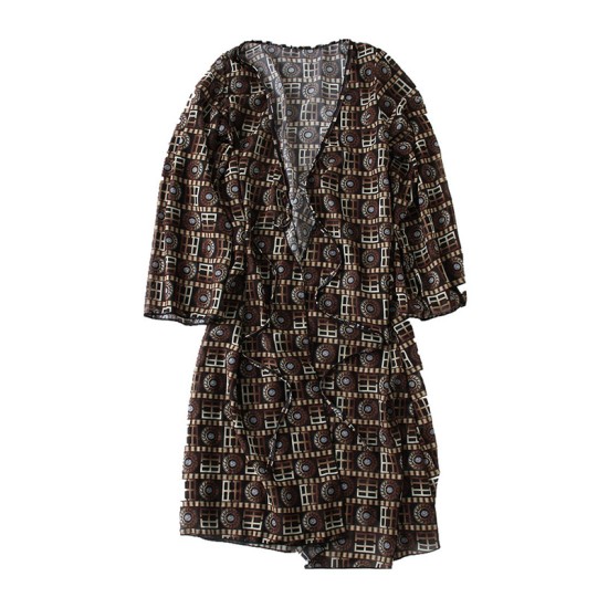 Ethnic Printed Long Sleeves Cardigan Cover-Ups Ethnic Printed Long Sleeves Cardigan Cover-Ups