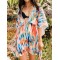 Colorful Gradient Bat Sleeves Belted Cover-Ups Tops